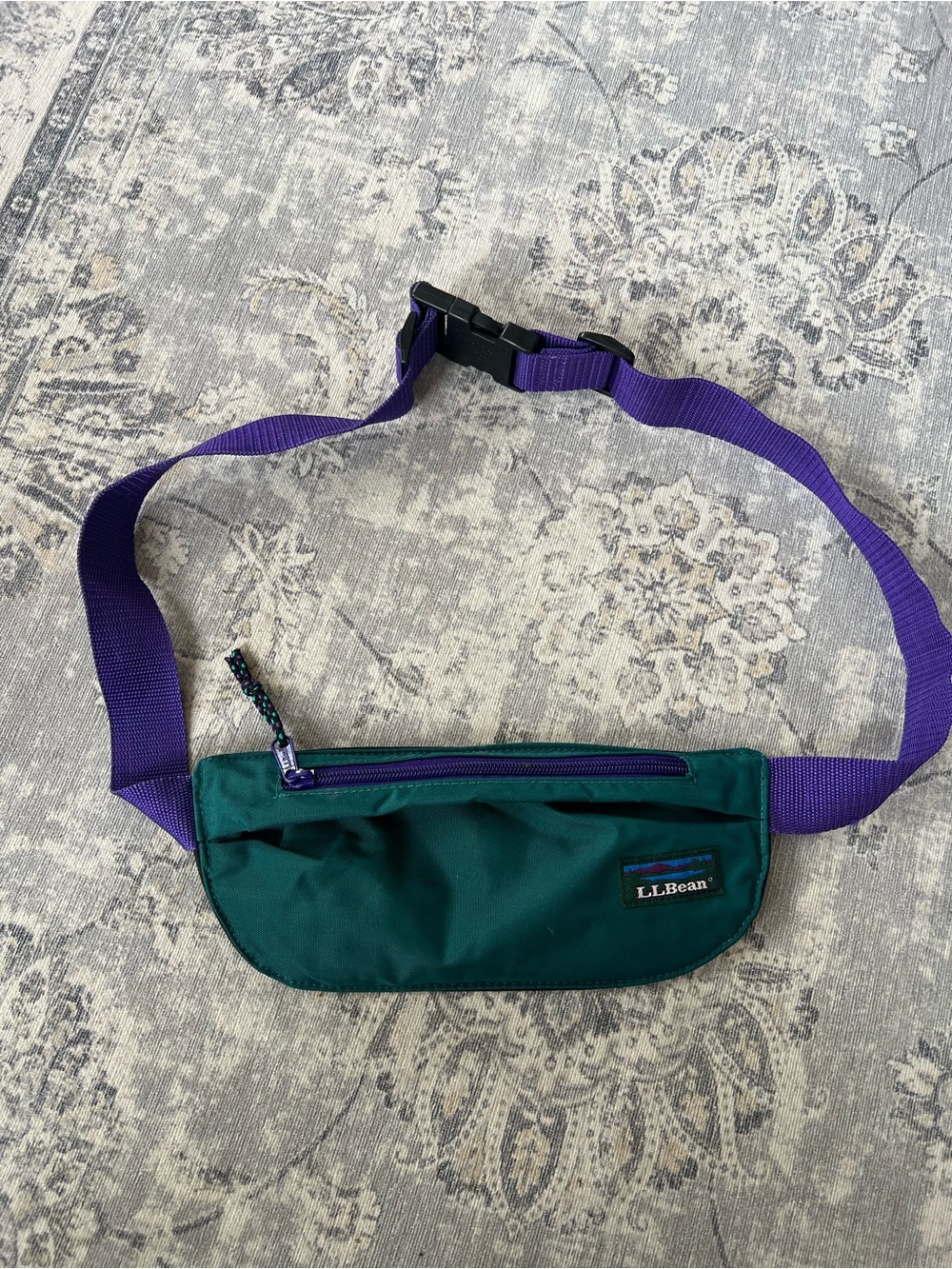 Vintage L.L. Bean Green & Purple Waist Pack / Fanny Pack